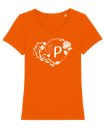 Litera P - alb Tricou mânecă scurtă guler larg fitted Damă Expresser