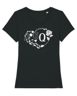 Litera Q - alb Tricou mânecă scurtă guler larg fitted Damă Expresser