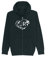 Litera R - alb Hanorac cu fermoar Unisex Connector