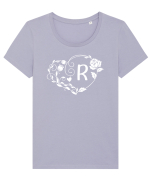Litera R - alb Tricou mânecă scurtă guler larg fitted Damă Expresser