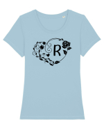 Litera R - negru Tricou mânecă scurtă guler larg fitted Damă Expresser