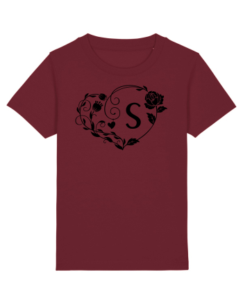 Litera S - negru Burgundy