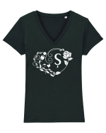 Litera Ș - alb Tricou mânecă scurtă guler V Damă Evoker