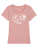 Litera Ș - alb Tricou mânecă scurtă guler larg fitted Damă Expresser