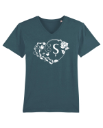 Litera Ș - alb Tricou mânecă scurtă guler V Bărbat Presenter
