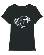 Litera T - alb Tricou mânecă scurtă guler larg fitted Damă Expresser