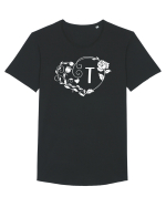 Litera T - alb Tricou mânecă scurtă guler larg Bărbat Skater