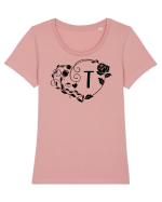 Litera T - negru Tricou mânecă scurtă guler larg fitted Damă Expresser