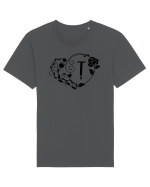 Litera Ț - negru Tricou mânecă scurtă Unisex Rocker