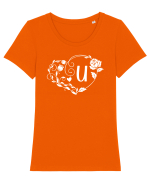 Litera U - alb Tricou mânecă scurtă guler larg fitted Damă Expresser