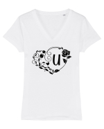 Litera U - negru Tricou mânecă scurtă guler V Damă Evoker