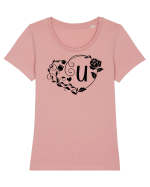 Litera U - negru Tricou mânecă scurtă guler larg fitted Damă Expresser