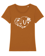 Litera V - alb Tricou mânecă scurtă guler larg fitted Damă Expresser
