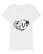 Litera V - negru Tricou mânecă scurtă guler V Damă Evoker