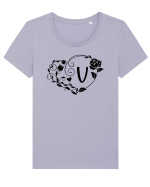 Litera V - negru Tricou mânecă scurtă guler larg fitted Damă Expresser