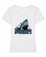 Shark Attack Tricou mânecă scurtă guler larg fitted Damă Expresser