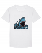 Shark Attack Tricou mânecă scurtă guler larg Bărbat Skater