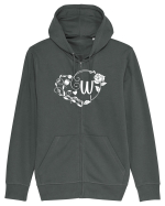 Litera W - alb Hanorac cu fermoar Unisex Connector