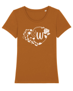 Litera W - alb Tricou mânecă scurtă guler larg fitted Damă Expresser