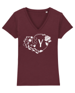 Litera Y - alb Tricou mânecă scurtă guler V Damă Evoker