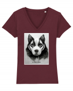 husky dog Tricou mânecă scurtă guler V Damă Evoker