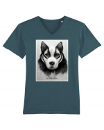 husky dog Tricou mânecă scurtă guler V Bărbat Presenter