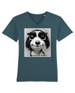 dog spell Tricou mânecă scurtă guler V Bărbat Presenter