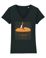 O tăiem? Tricou mânecă scurtă guler V Damă Evoker