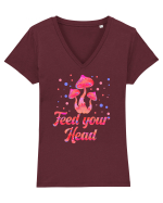Feed Your Head Space Shroom Mushroom Tricou mânecă scurtă guler V Damă Evoker