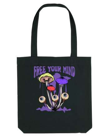 Free Your Mind Trippy Psychedelic Mushroom Black
