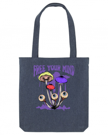 Free Your Mind Trippy Psychedelic Mushroom Midnight Blue