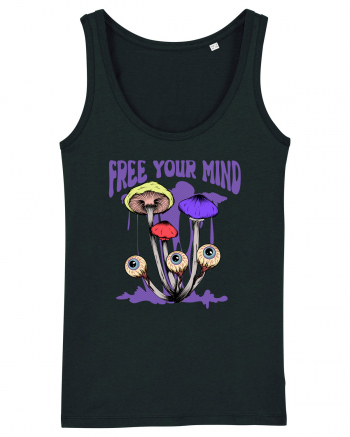 Free Your Mind Trippy Psychedelic Mushroom Black
