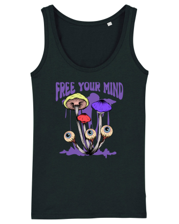Free Your Mind Trippy Psychedelic Mushroom Black