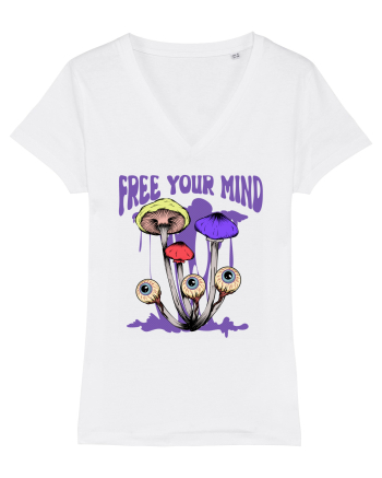 Free Your Mind Trippy Psychedelic Mushroom White