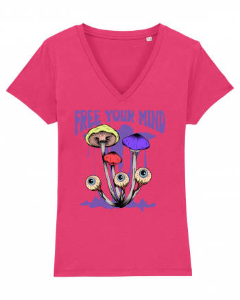 Free Your Mind Trippy Psychedelic Mushroom Raspberry