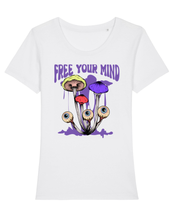 Free Your Mind Trippy Psychedelic Mushroom White