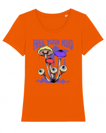 Free Your Mind Trippy Psychedelic Mushroom Bright Orange