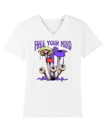 Free Your Mind Trippy Psychedelic Mushroom White