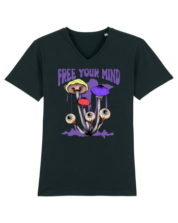 Free Your Mind Trippy Psychedelic Mushroom Black