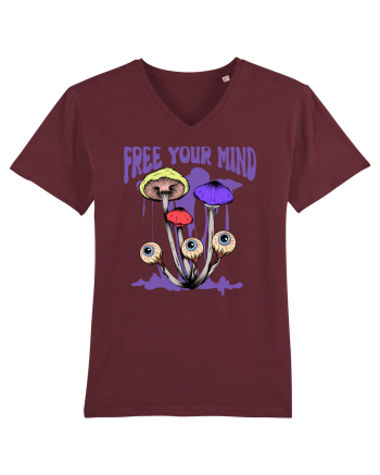 Free Your Mind Trippy Psychedelic Mushroom Burgundy