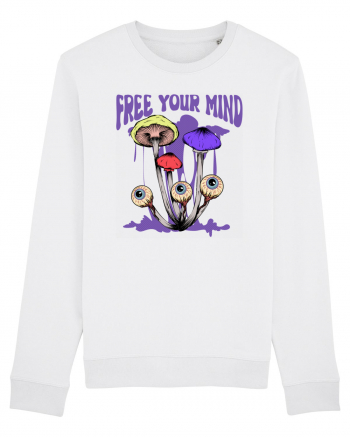 Free Your Mind Trippy Psychedelic Mushroom White