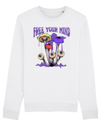 Free Your Mind Trippy Psychedelic Mushroom White