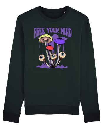 Free Your Mind Trippy Psychedelic Mushroom Black