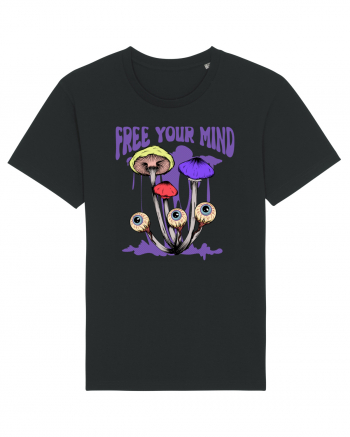 Free Your Mind Trippy Psychedelic Mushroom Black