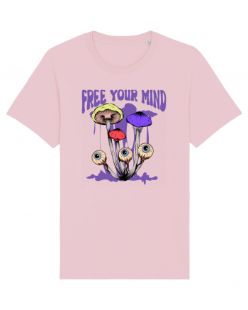 Free Your Mind Trippy Psychedelic Mushroom Cotton Pink