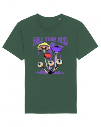 Free Your Mind Trippy Psychedelic Mushroom Bottle Green