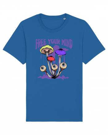 Free Your Mind Trippy Psychedelic Mushroom Royal Blue