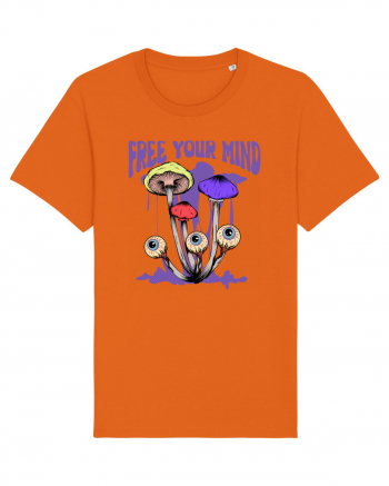 Free Your Mind Trippy Psychedelic Mushroom Bright Orange