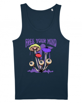 Free Your Mind Trippy Psychedelic Mushroom Navy