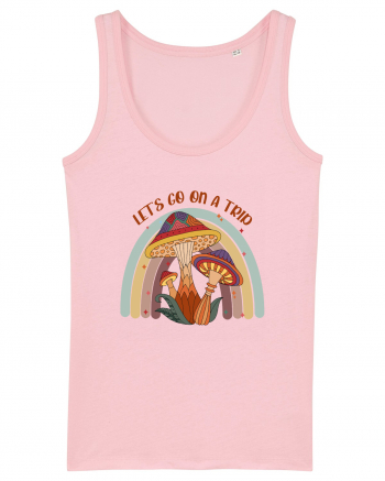 Let's Go On A Trip Hippy Mushroom Cotton Pink
